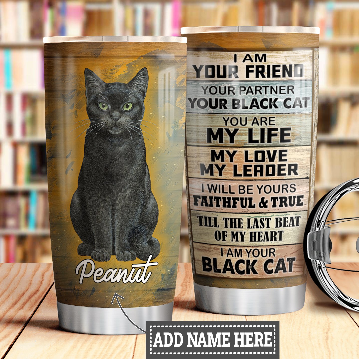 Personalized Black Cat I Am Stainless Steel Tumbler