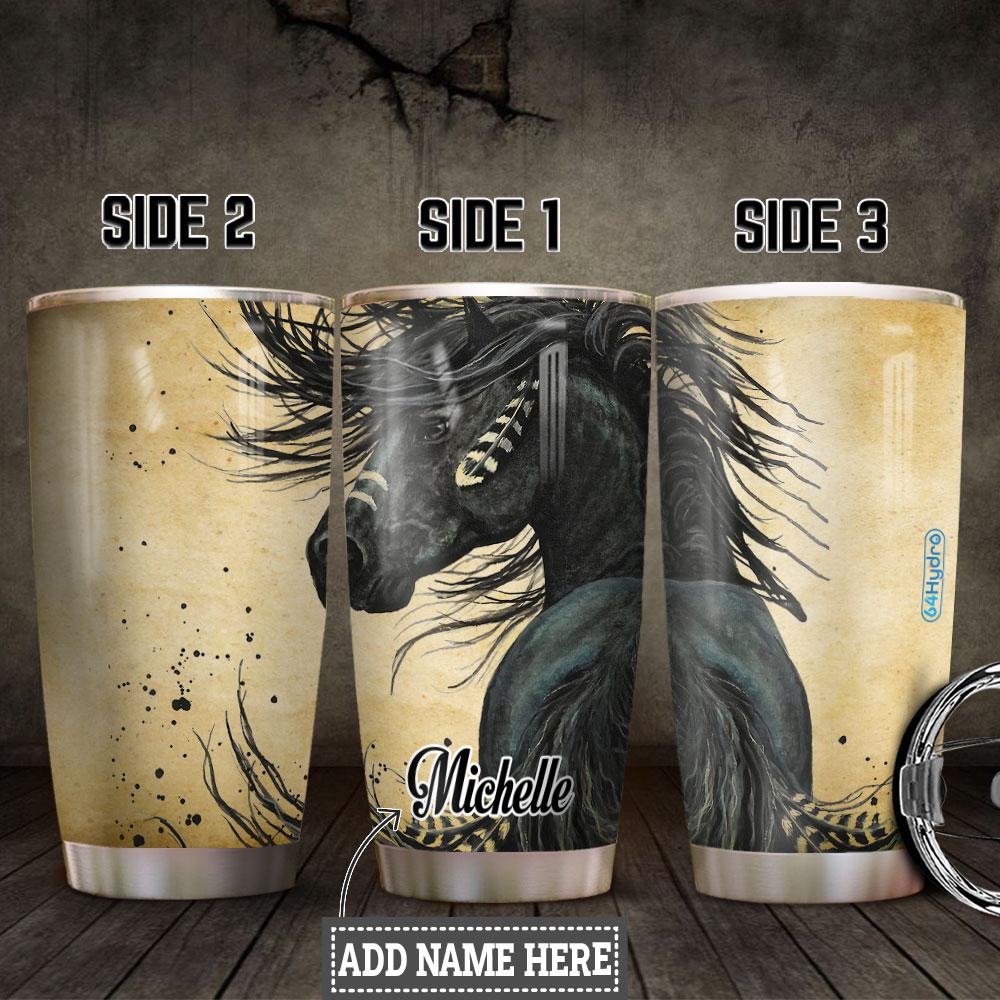 Personalized Black Horse Stainless Steel Tumbler