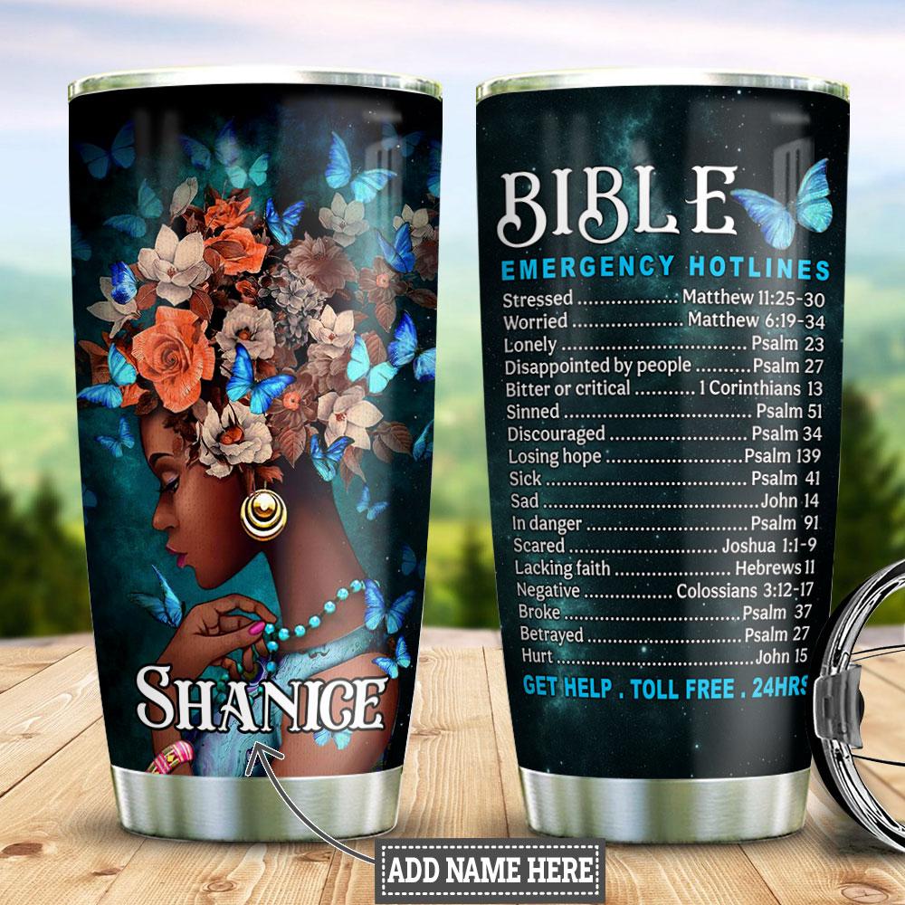 Personalized Black Women Bible Hotlines Stainless Steel Tumbler