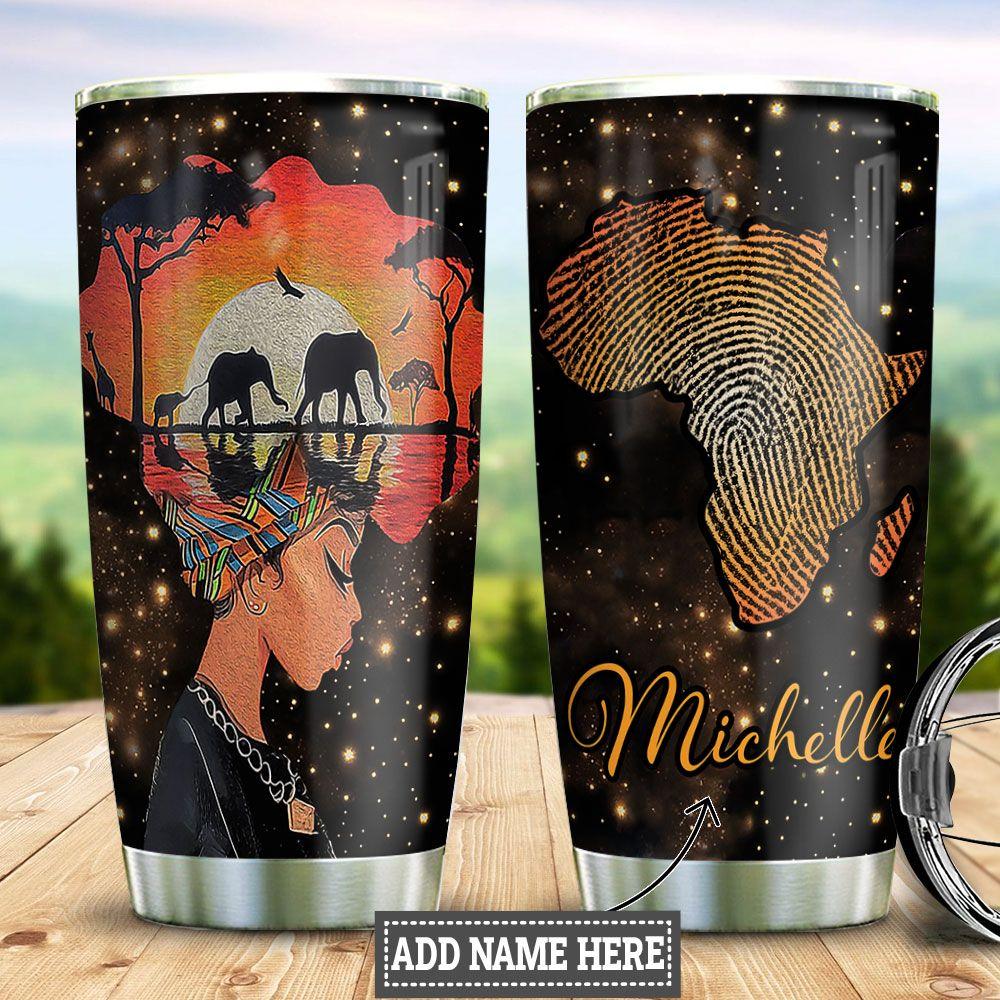 Personalized Black Women Roots Stainless Steel Tumbler