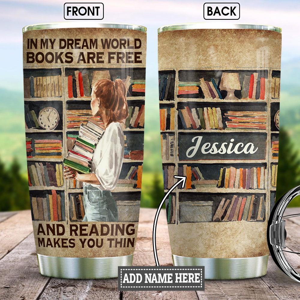 Personalized Book Lover World Stainless Steel Tumbler