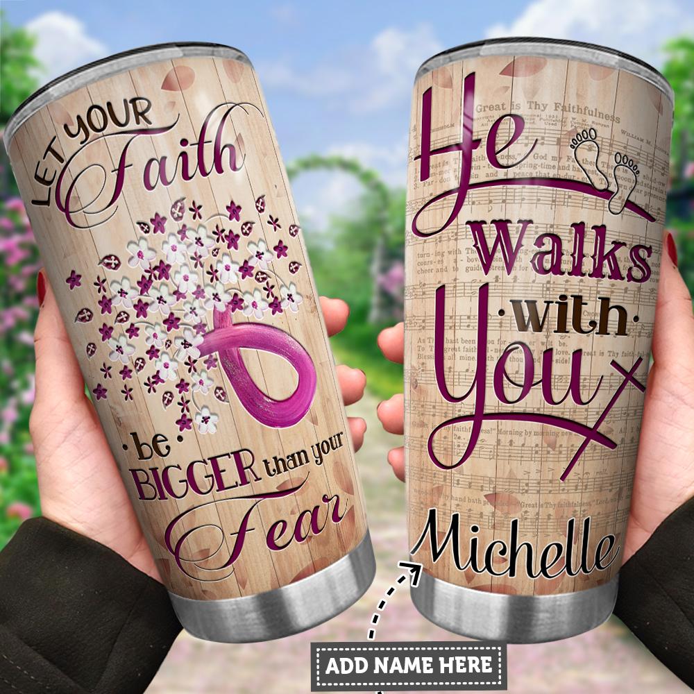 Personalized Breast Cancer Faith Garden FTH Stainless Steel Tumbler