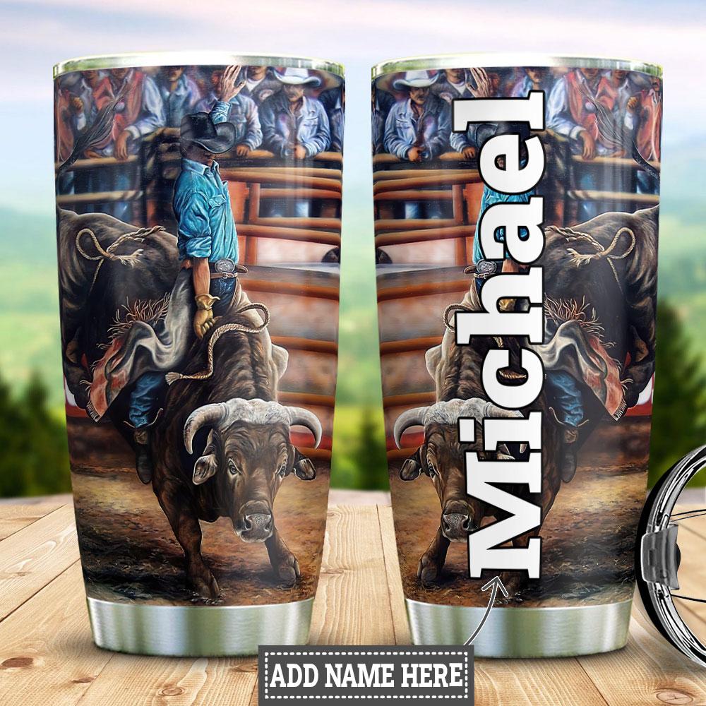 Personalized Bull Riding Fun Stainless Steel Tumbler