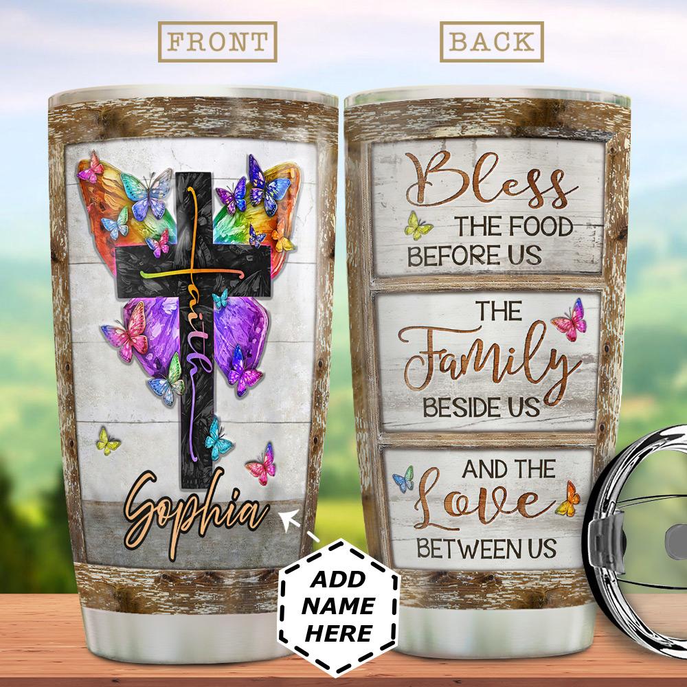 Personalized Butterfly Faith Blessed Stainless Steel Tumbler