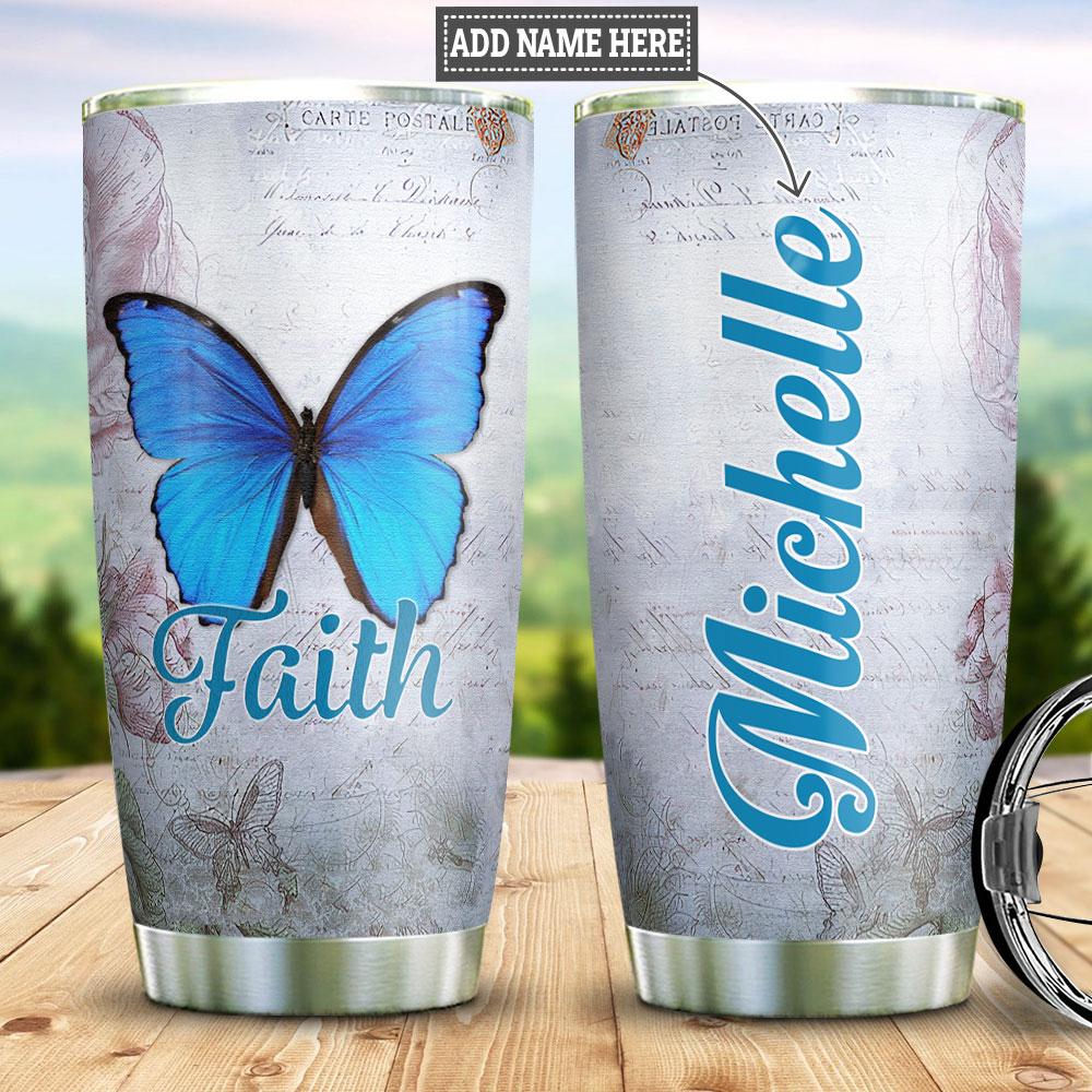 Personalized Butterfly Faith Stainless Steel Tumbler
