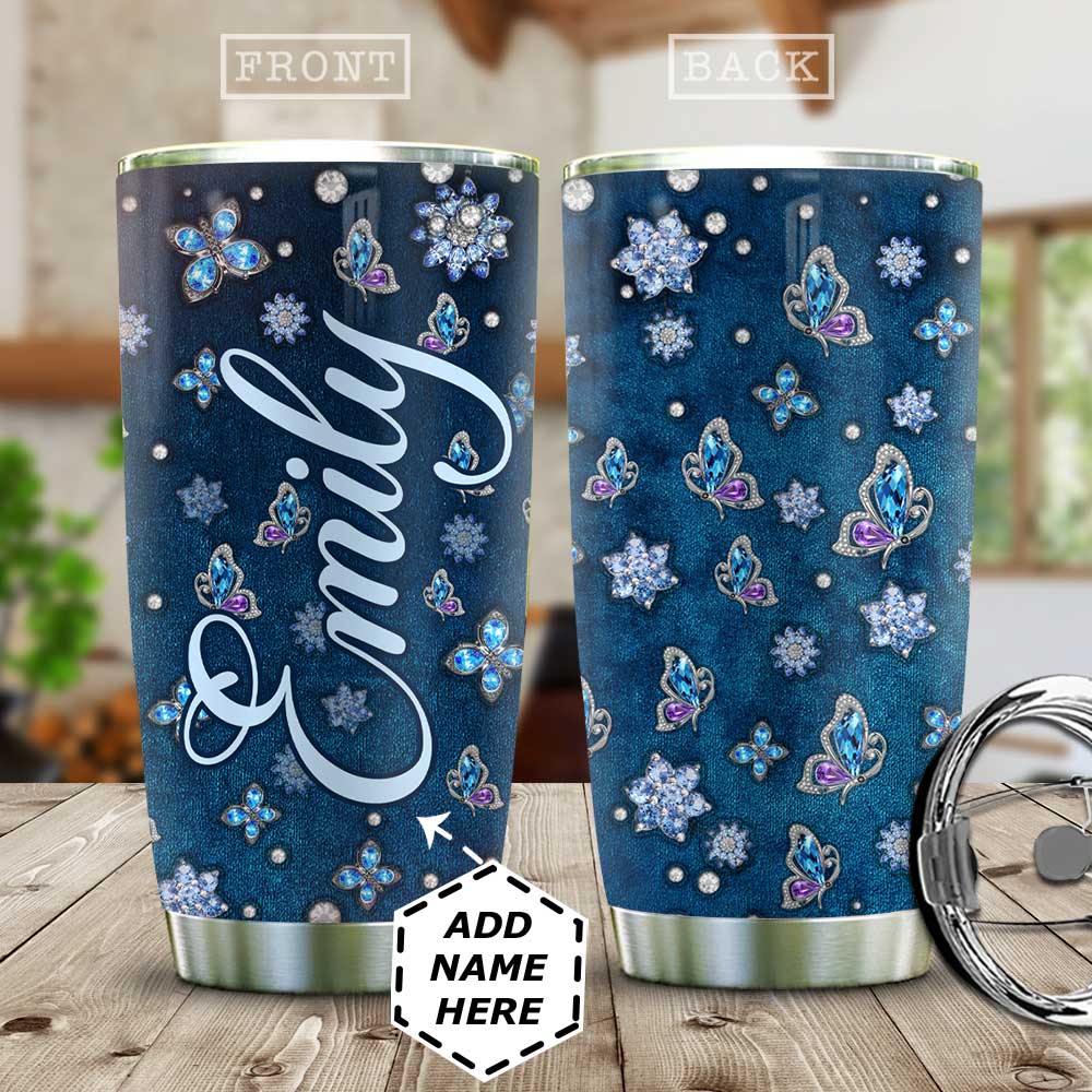 Personalized Butterfly Lover Jewelry Style Stainless Steel Tumbler