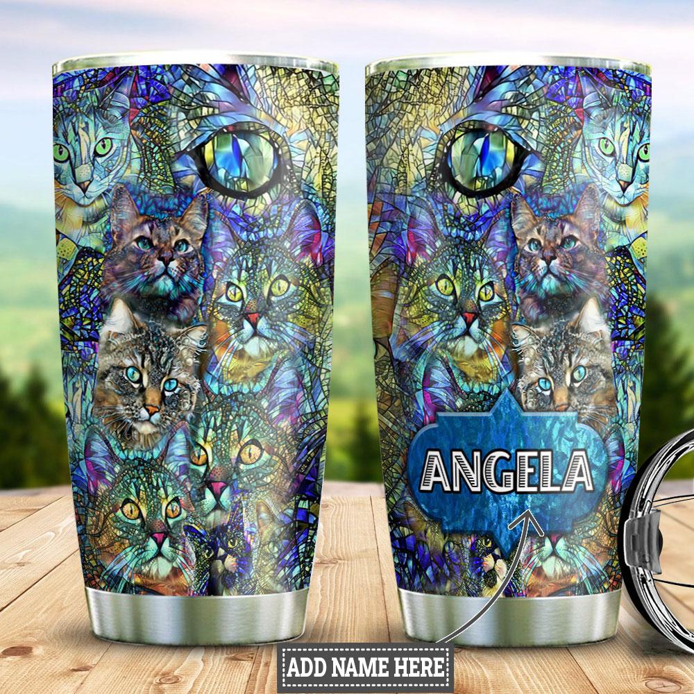 Personalized Cat Glass Style Stainless Steel Tumbler