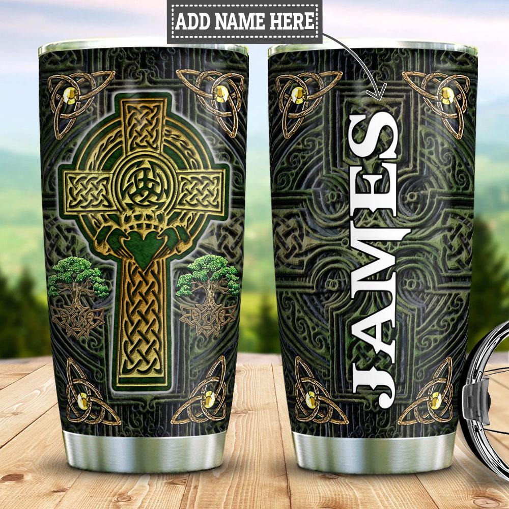 Personalized Celtic Cross Stainless Steel Tumbler