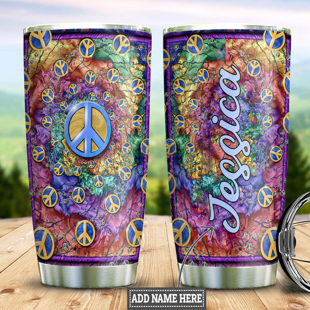 Personalized Colorful Hippie Peace Stainless Steel Tumbler