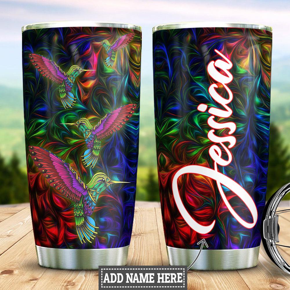 Personalized Colorful Hummingbird Stainless Steel Tumbler