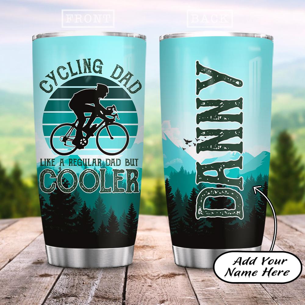 Personalized Cycling Dad Stainless Steel Tumbler