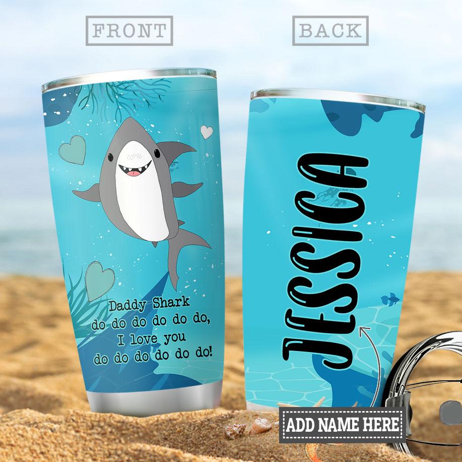 Personalized Daddy Shark Stainless Steel Tumbler