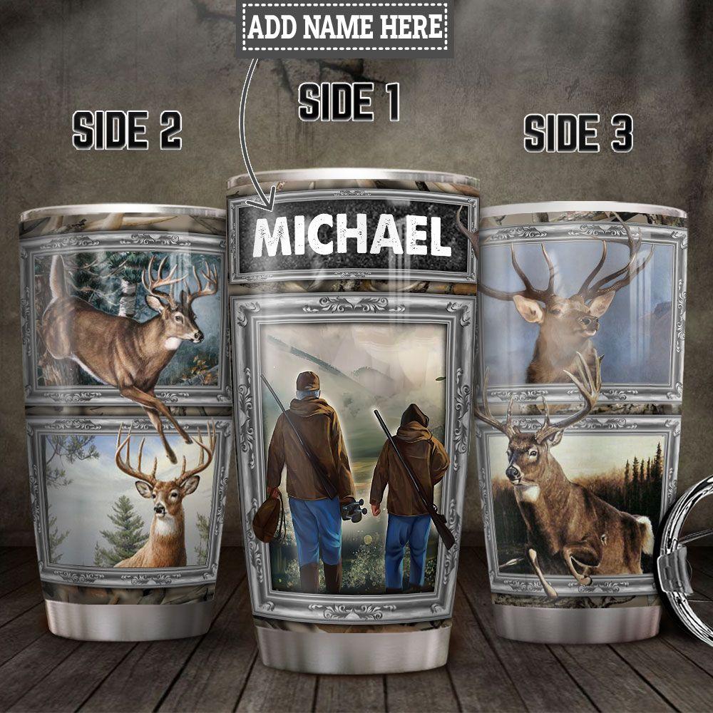Personalized Deer Hunting Dad And Son Stainless Steel Tumbler