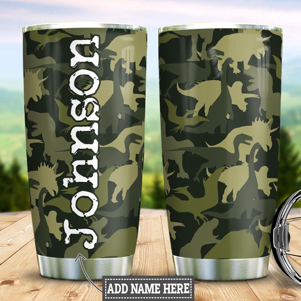 Personalized Dinosaur Camourflage Stainless Steel Tumbler