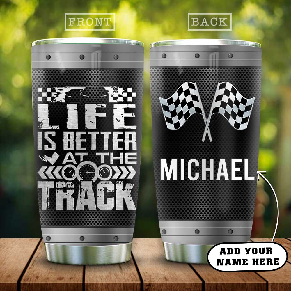 Personalized Drag Racing Metal Style Stainless Steel Tumbler