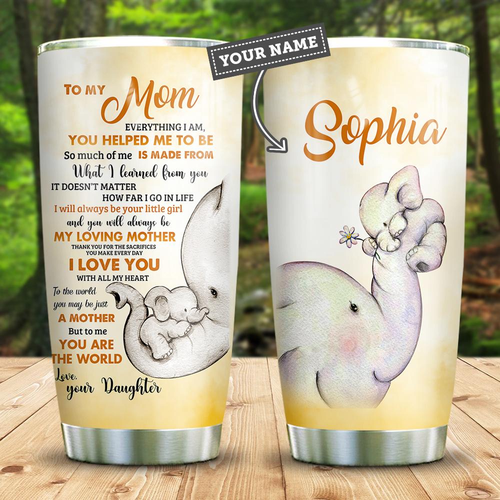 Personalized Elephant Mom Stainless Steel Tumbler