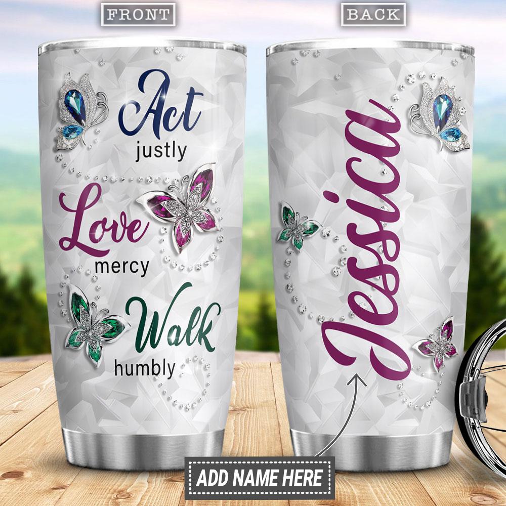Personalized Faith Butterfly Jewelry Style Stainless Steel Tumbler