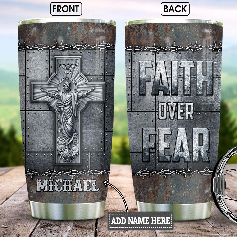 Personalized Faith Metal Style Stainless Steel Tumbler