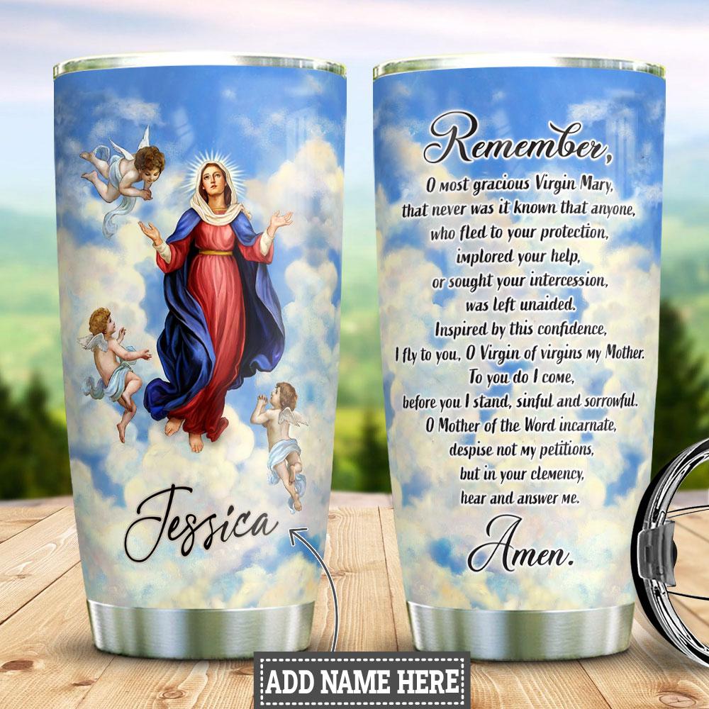 Personalized Faith Mother Mary Amen Stainless Steel Tumbler