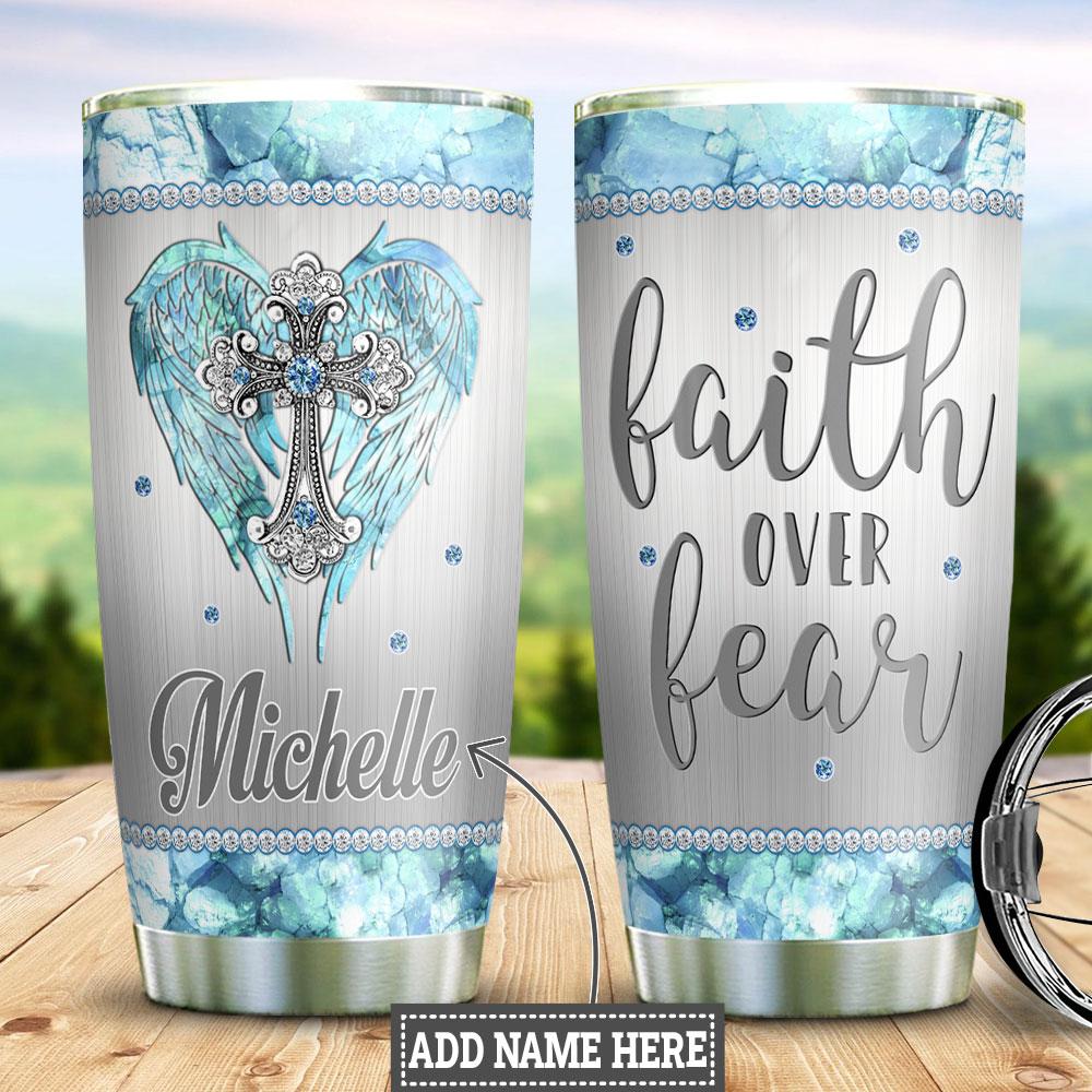 Personalized Faith Over Fear Jewelry Style Stainless Steel Tumbler