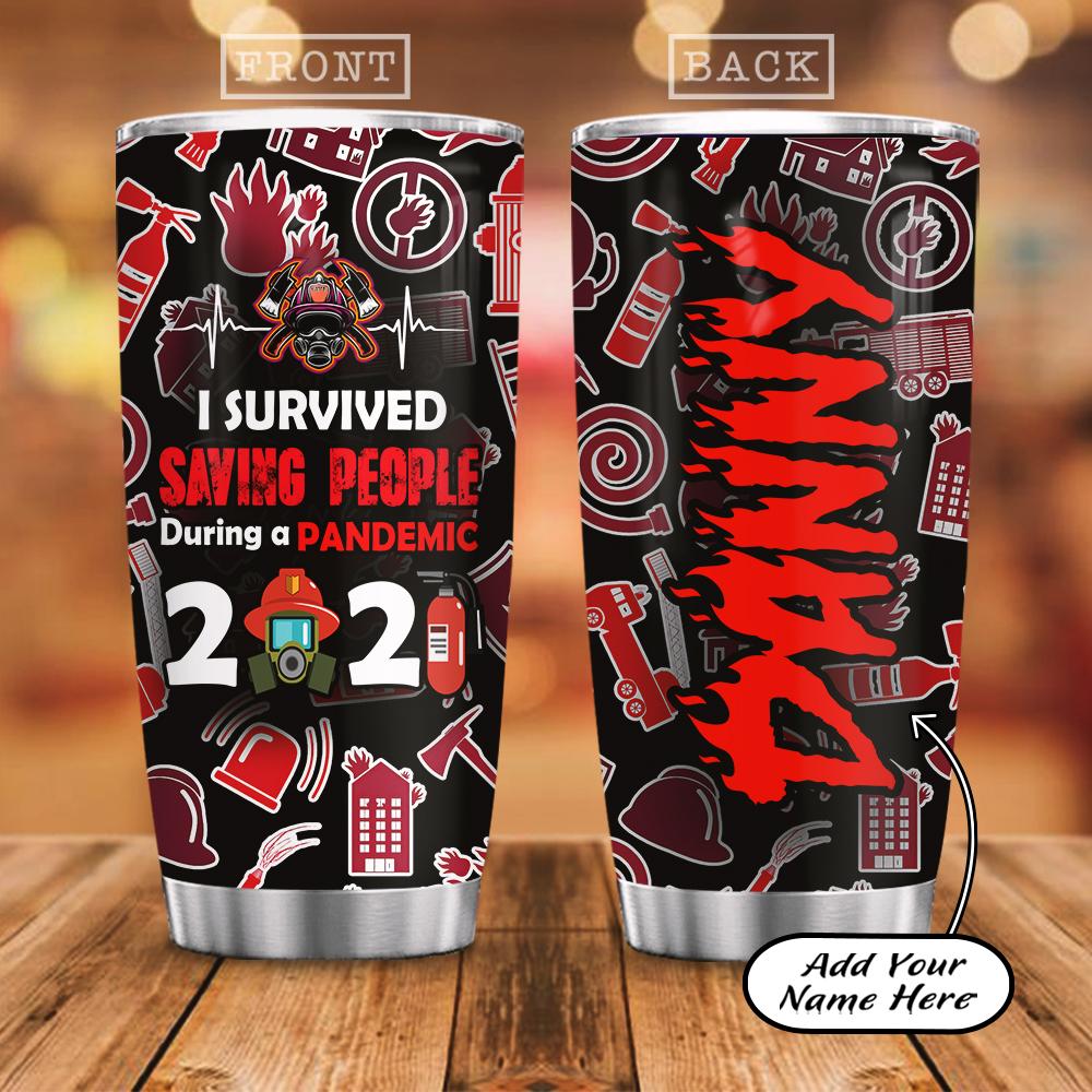 Personalized Firefighter Pandemic Survival Stainless Steel Tumbler
