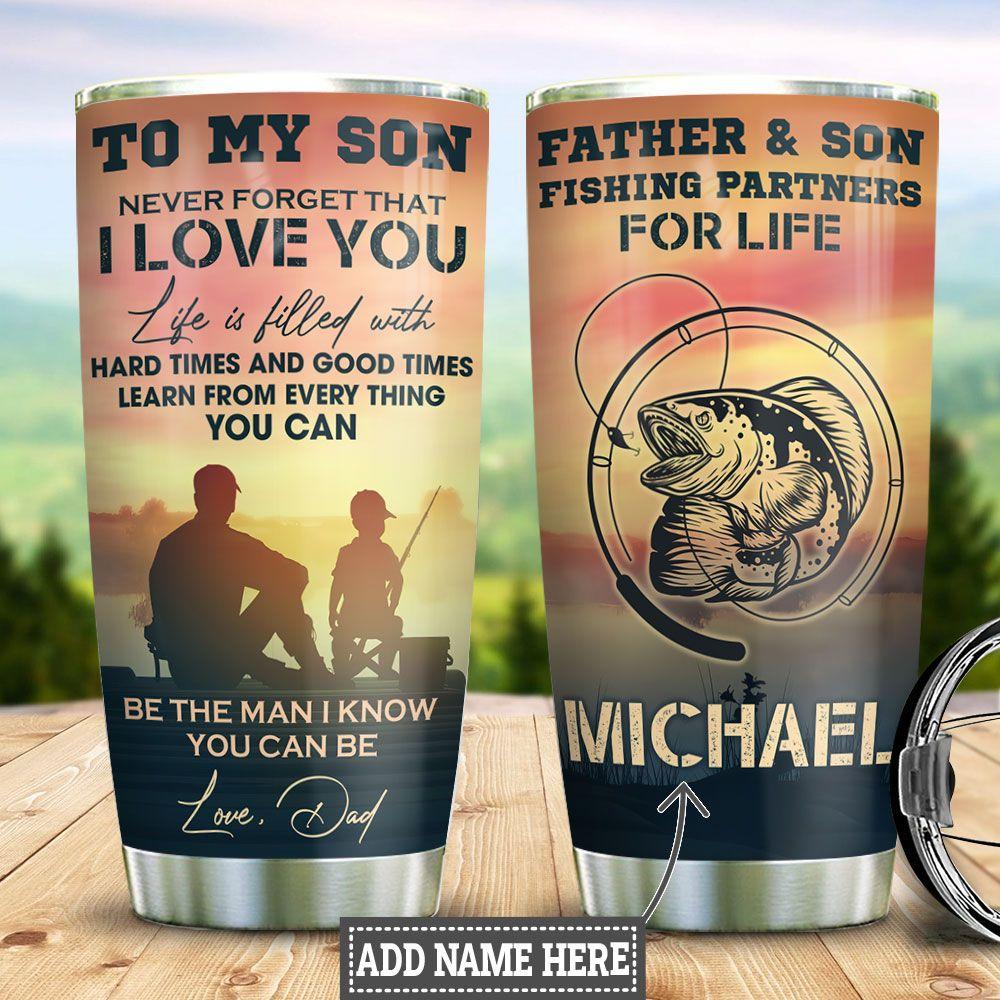 Personalized Fishing Dad To Son Stainless Steel Tumbler