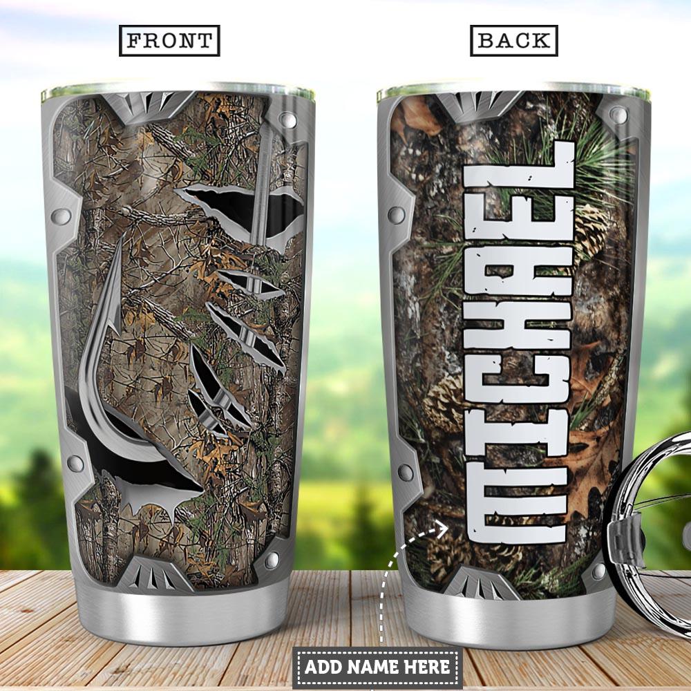 Personalized Fishing Hook Metal Style Stainless Steel Tumbler