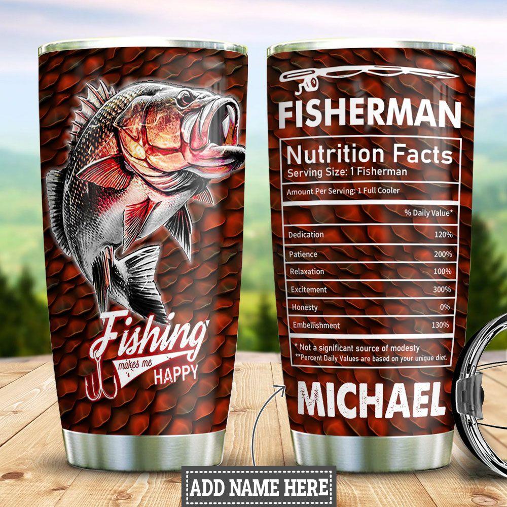 Personalized Fishing Nutrition Facts Stainless Steel Tumbler
