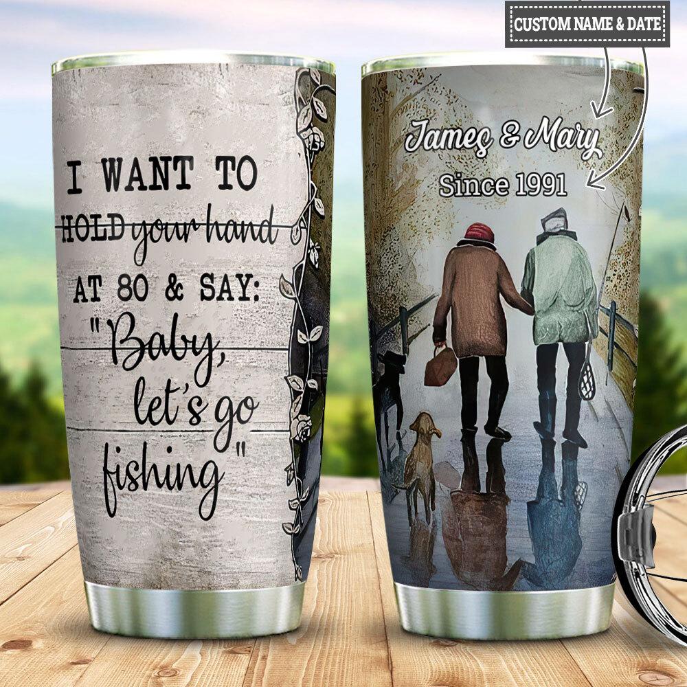 Personalized Fishing Old Couple Stainless Steel Tumbler
