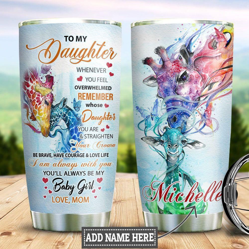 Personalized Giraffe Mom To Daughter Stainless Steel Tumbler
