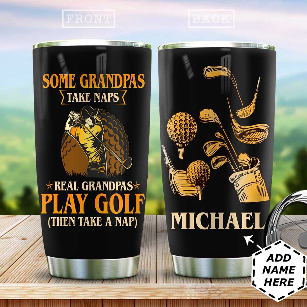 Personalized Golf Grandpa Stainless Steel Tumbler