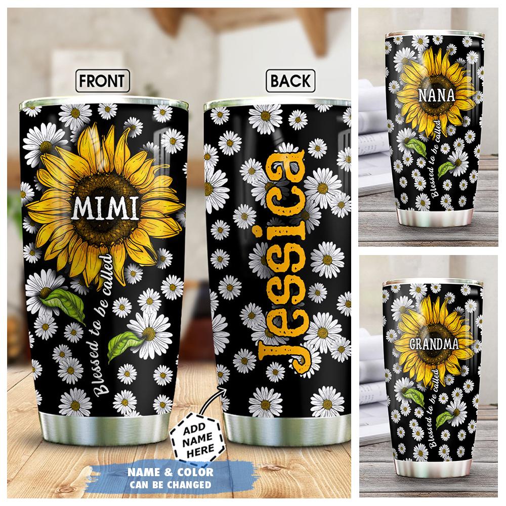 Personalized Grandmom Sunflower Daisy Customized Stainless Steel Tumbler