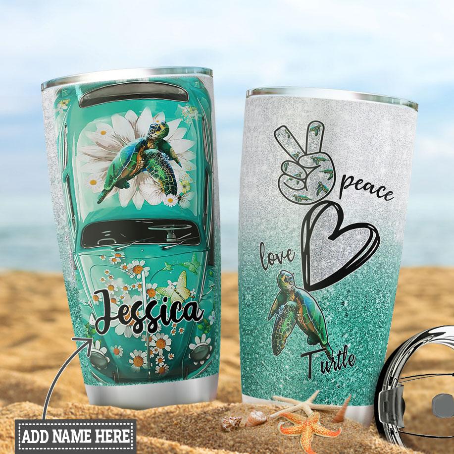 Personalized Hippie Car Turtle Stainless Steel Tumbler