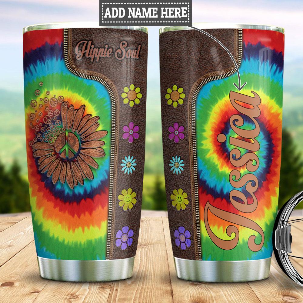 Personalized Hippie Daisy Peace Stainless Steel Tumbler