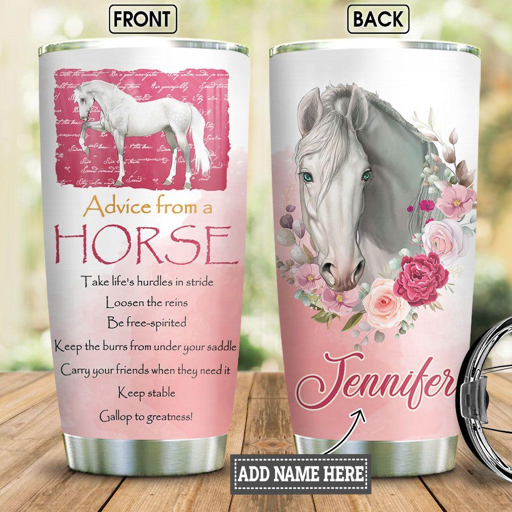 Personalized Horse Advice White Stainless Steel Tumbler