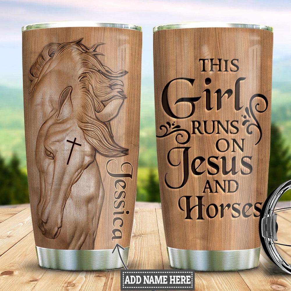 Personalized Horse Faith Wooden Style Stainless Steel Tumbler