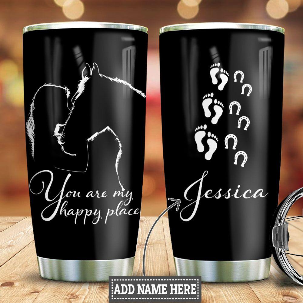Personalized Horse Happy Place Stainless Steel Tumbler