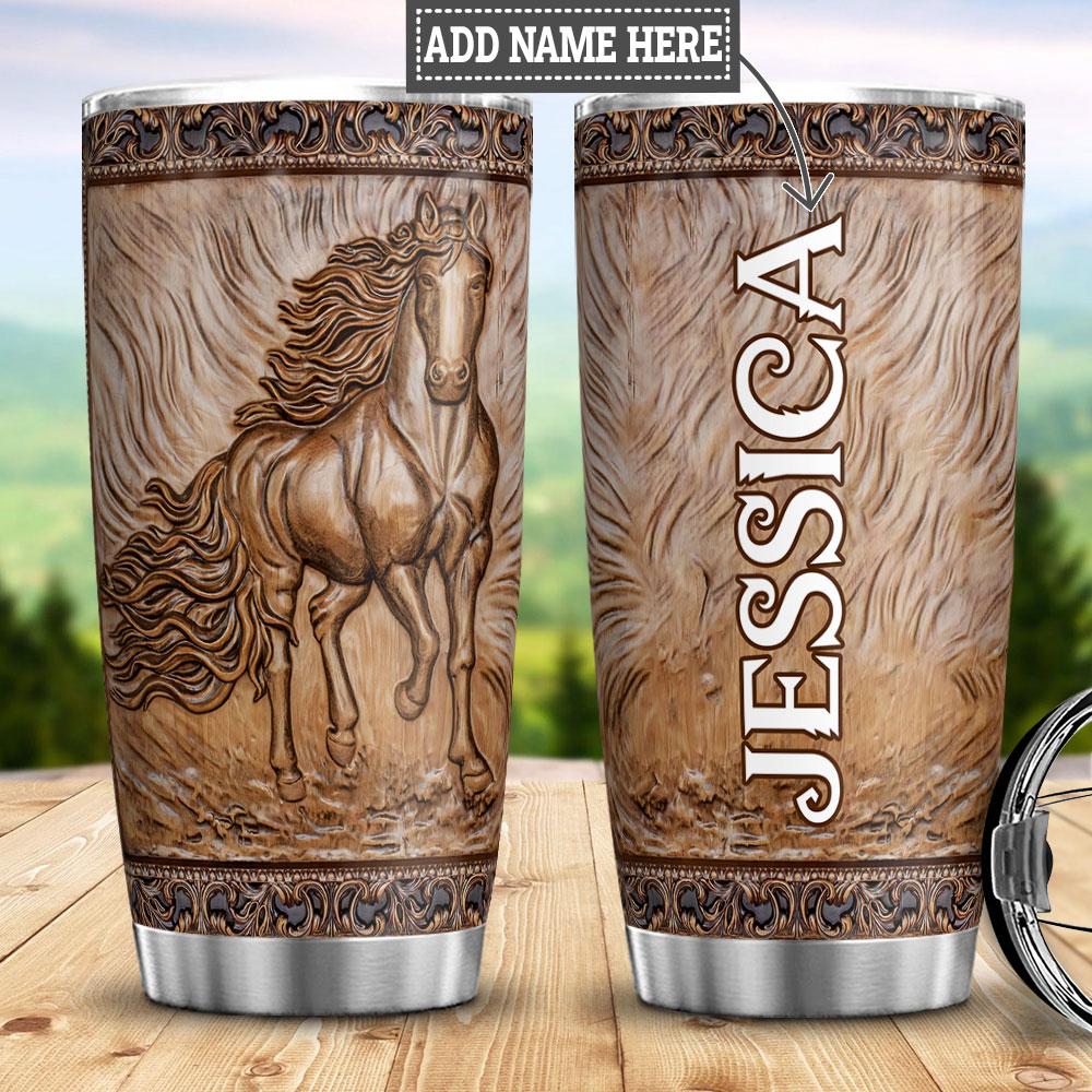 Personalized Horse Wooden Style Stainless Steel Tumbler