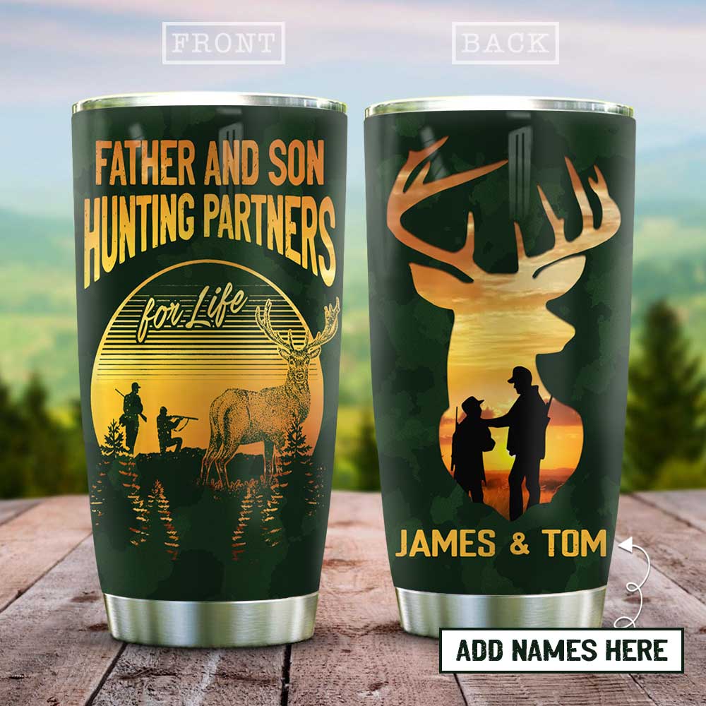 Personalized Hunting Dad Son Partners Stainless Steel Tumbler