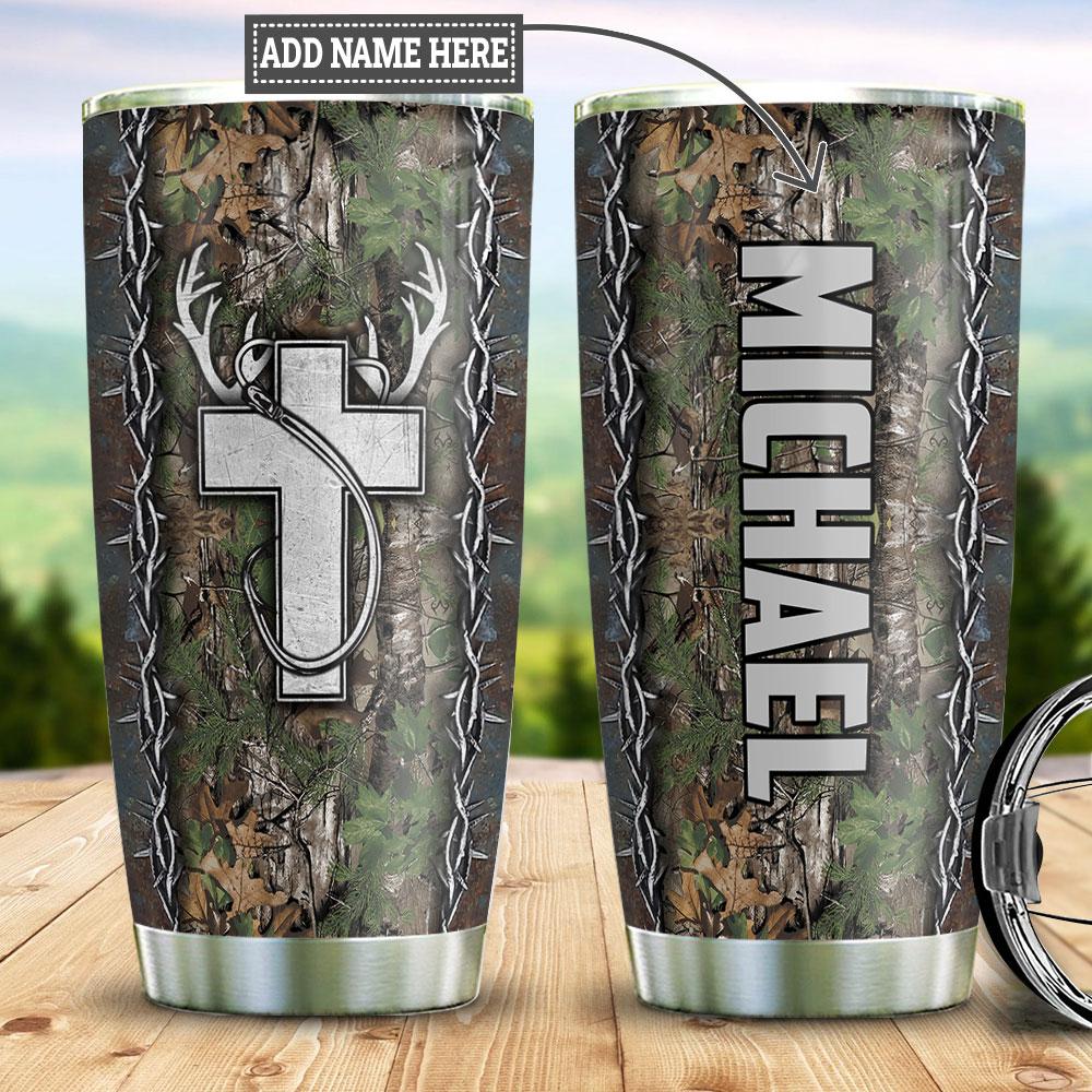Personalized Hunting Fishing Faith Stainless Steel Tumbler
