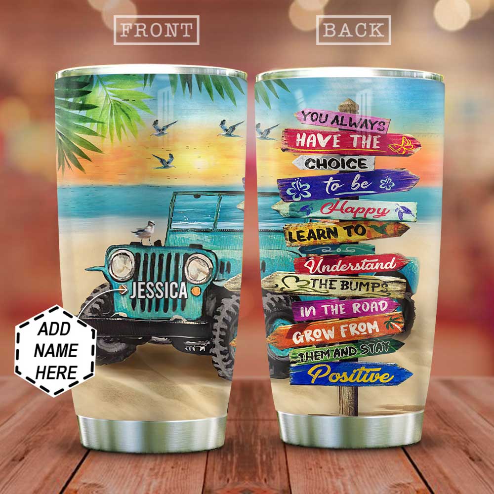 Personalized Jeep Beach Stainless Steel Tumbler