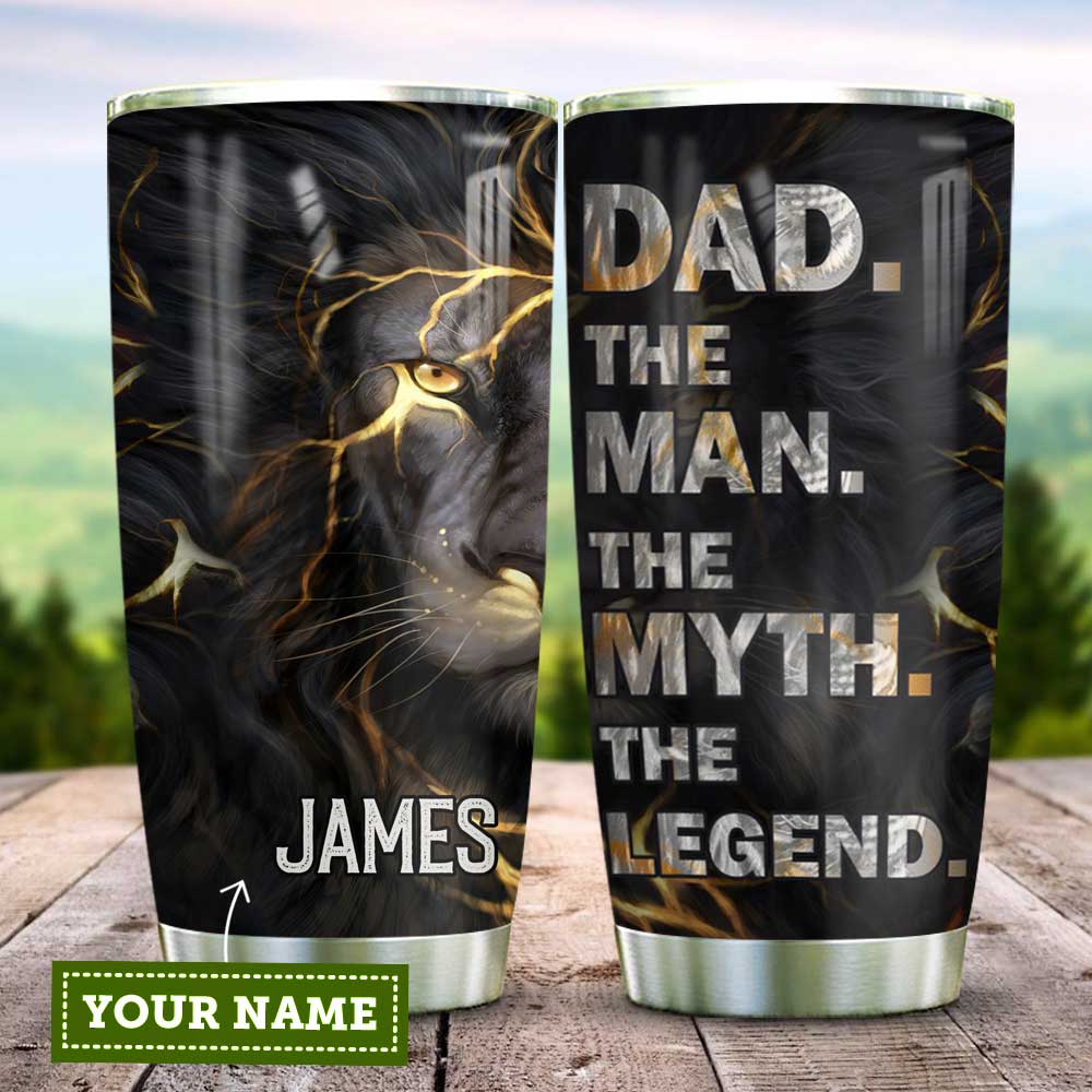 Personalized Lion Dad Man Myth Legend Stainless Steel Tumbler