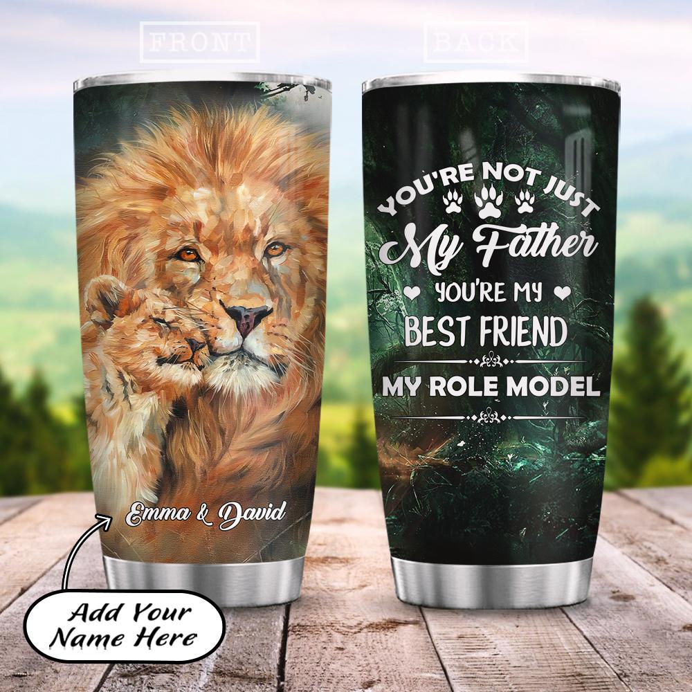 Personalized Lion Dad Stainless Steel Tumbler