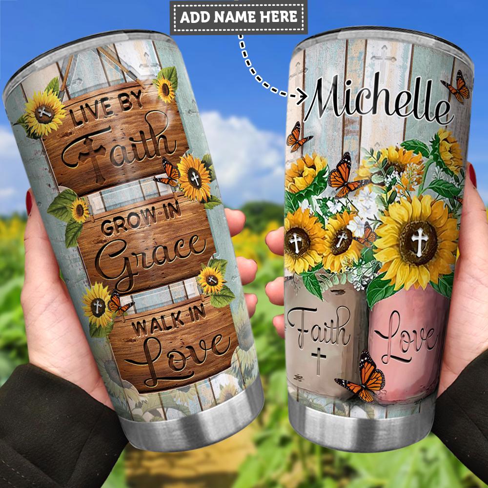 Personalized Live By Faith FTH Stainless Steel Tumbler