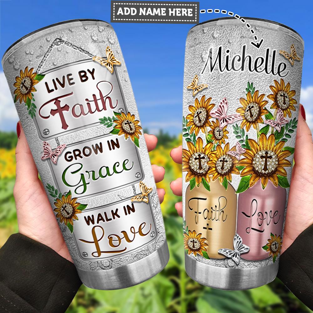 Personalized Live By Faith TS1 Jewelry FTH Stainless Steel Tumbler
