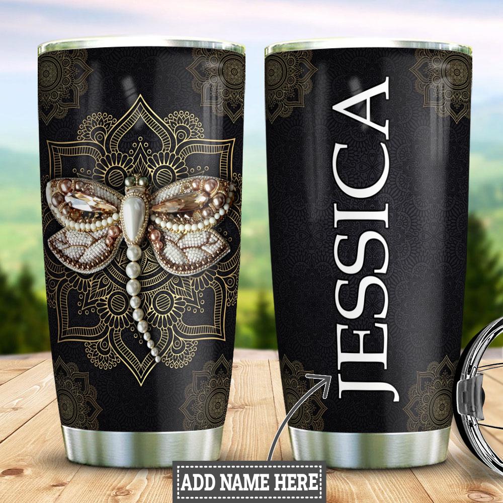 Personalized Mandala Dragonfly Stainless Steel Tumbler