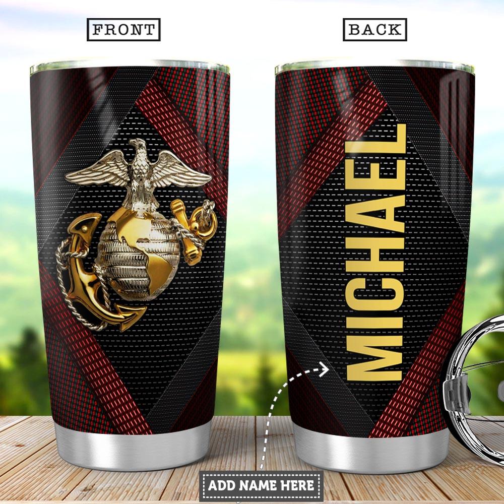 Personalized Marine Corps Metal Style Stainless Steel Tumbler