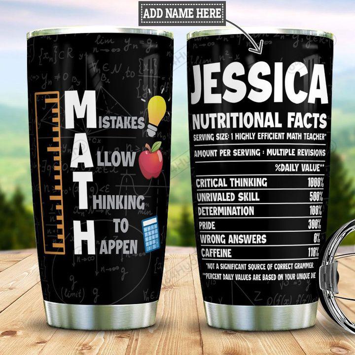 Personalized Math Teacher Nutrition Facts Stainless Steel Tumbler