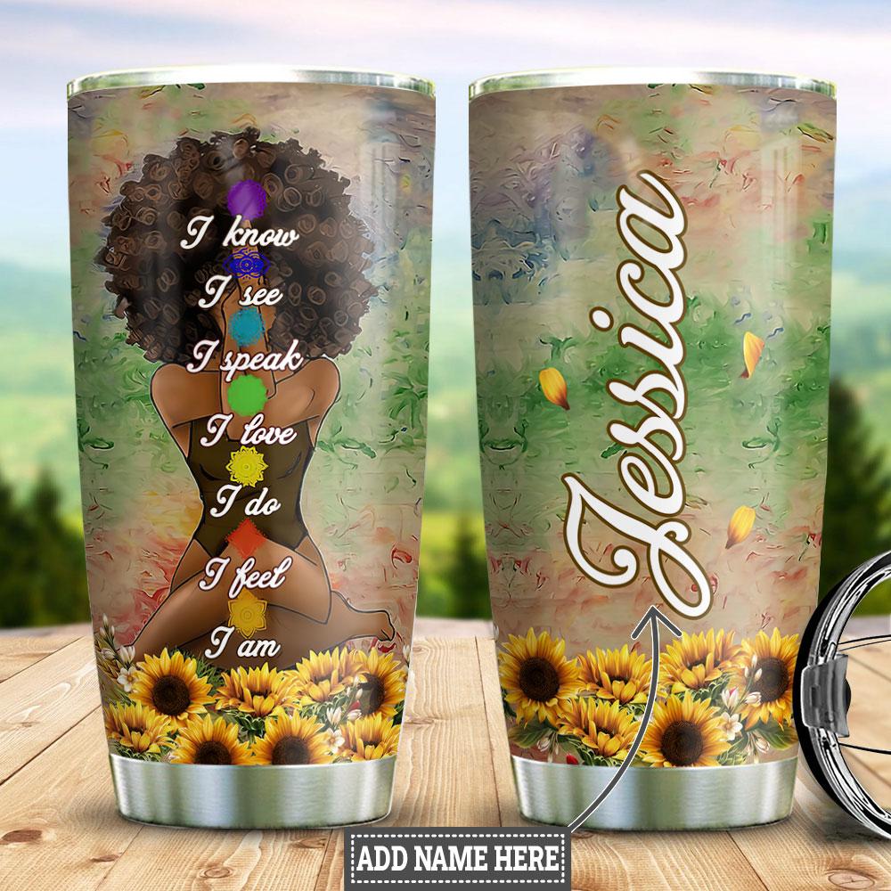 Personalized Meditation Woman Stainless Steel Tumbler