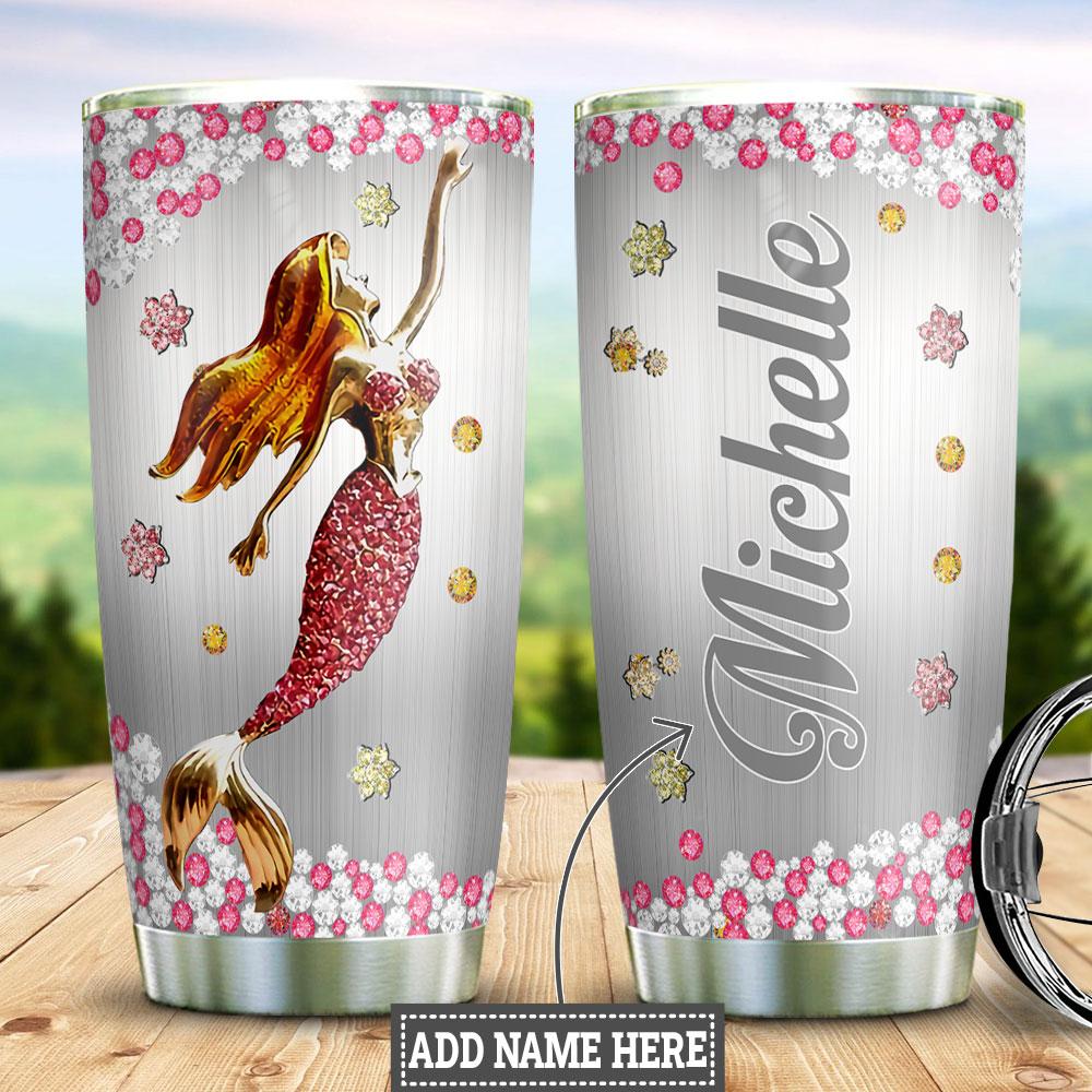 Personalized Mermaid Jewelry Style Stainless Steel Tumbler